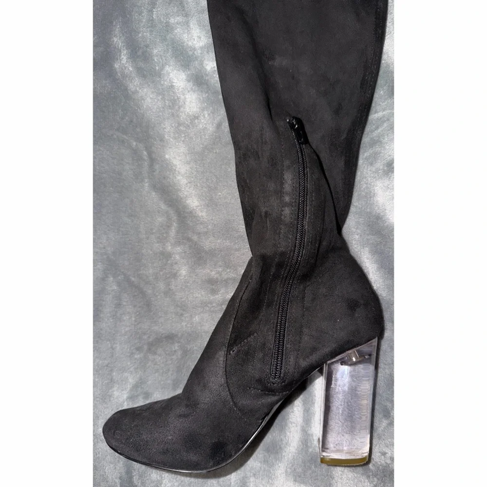 🖤 Call it Spring Knee-High Boots with Clear Heels
